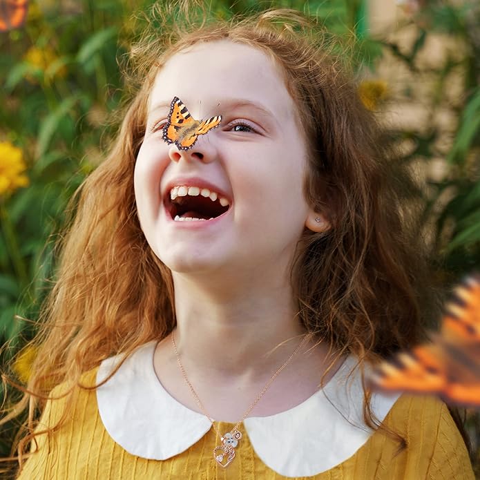 Necklace for Girls Kids Gifts - Colorful CZ Heart Initial Necklaces Unicorn Necklace for Girls Jewelry Birthday Graduation Gifts for Little Girl Kids