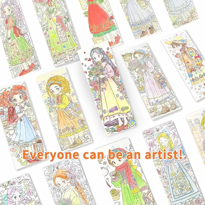 COIPLAY 648 Color Blocks Watercolor Paint Set, 52-Bookmarks, 3 Brushes, Silicone Cup, Fairytale Princess Coloring Books, for All Ages, Travel-Friendly, Easy to Use,No Mess, All in One, Art Supplies