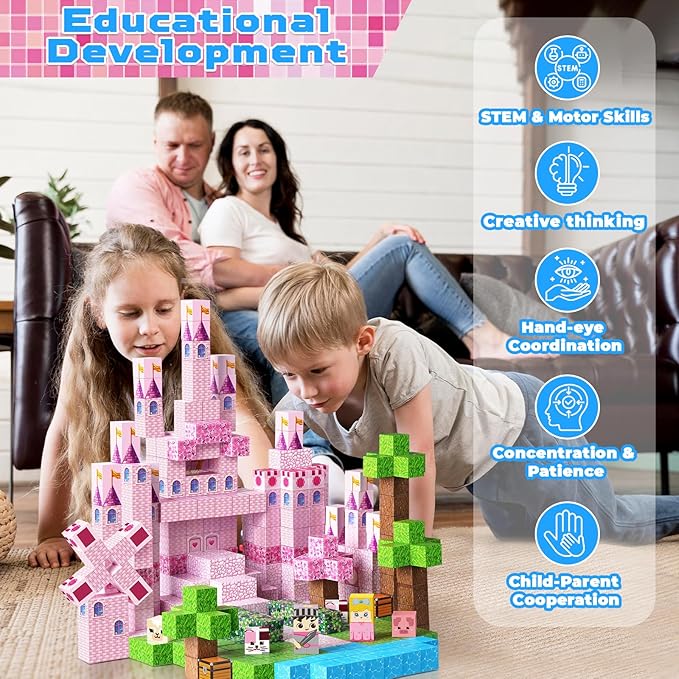 Magnetic Blocks-100PCS Magnetic Building Blocks, Magnetic Castle Princess Castle Garden STEM Magnetic Building Cubes for Toddler Kids Toys, Construction Toys for Kids Ages 3+