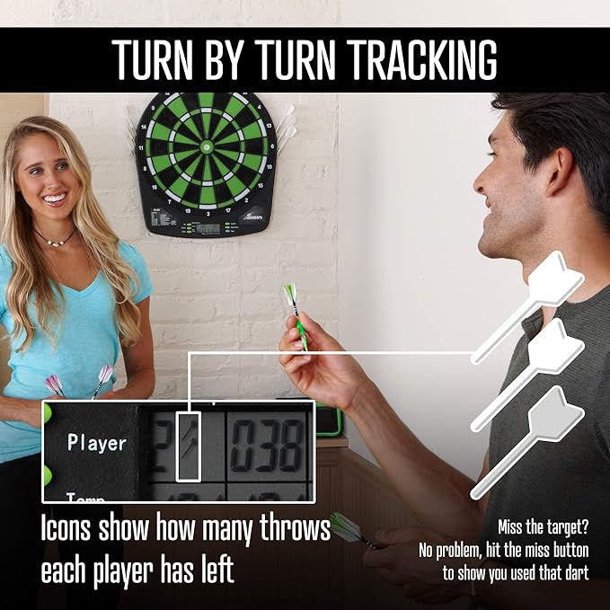 Fat Cat Sirius 13.5 Inch Compact Target Electronic Dartboard, Black and Green