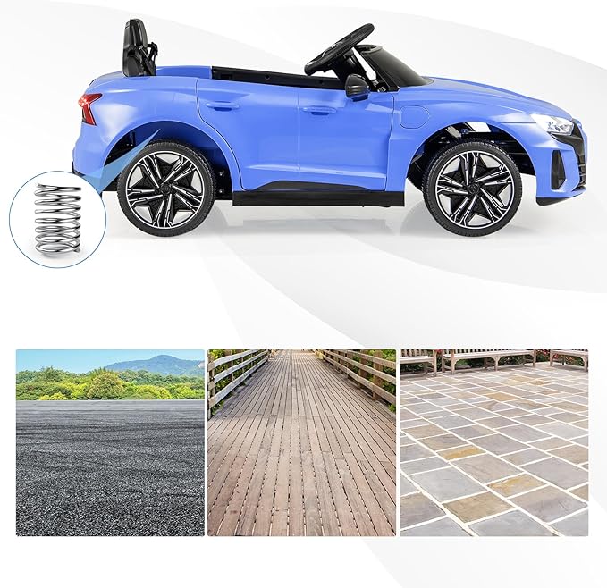 INFANS 12V Kids Ride On Car, Licensed Audi RS e-tron GT Electric Vehicle with Remote Control, Toddlers Battery Powered Toy with 4 Wheels Suspension, LED Headlight, Music, MP3, USB, TF Port (Blue)