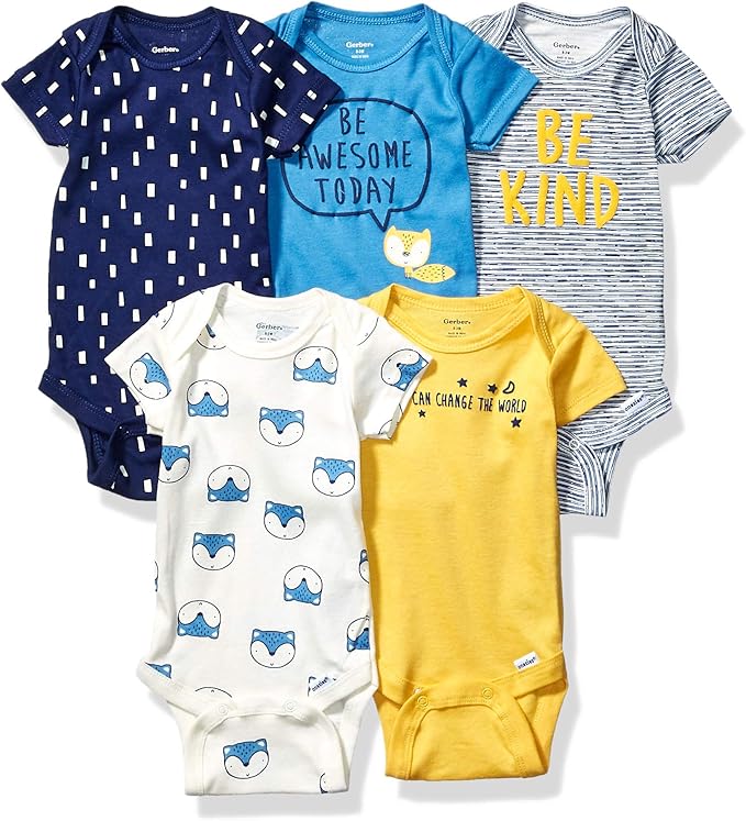 Gerber baby-boys 5-pack Short Sleeve Variety Onesies Bodysuits