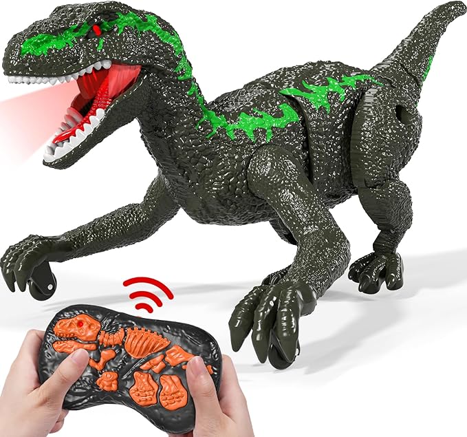 Remote Controlled Dinosaur Toy for Kids 4-7 Years, Electrical Stunt Lifelike Walking Dinosaur with Light and Sound, Rechargeable Dinosaur Robot Birthday Gifts for Boys 3+