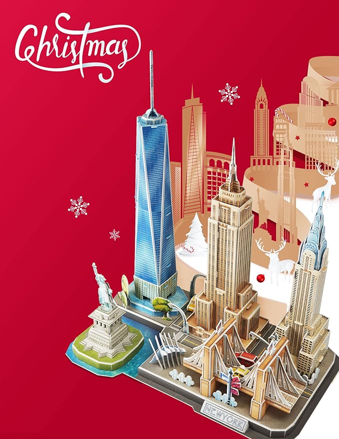 CubicFun 3D Puzzle - Puzzles for Kids Ages 8-10 New York City STEM Projects Arts and Crafts for Kids Ages 8-12 - Toys for Girls 8-10 - 8 Year Old Girl Birthday Gift for Kid 8-12