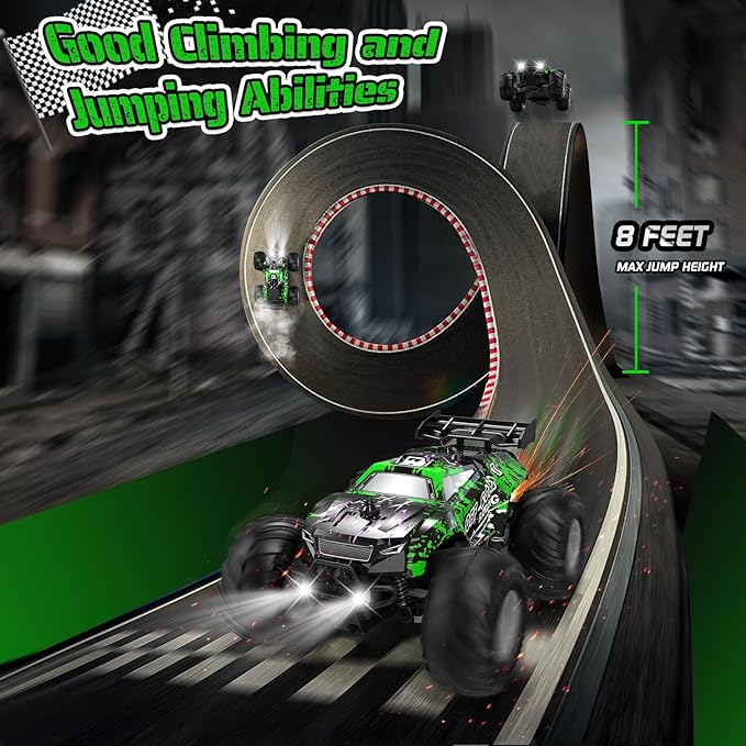 Remote Control Car, All-Terrain Remote Control Car for Boys, Rechargeable Rc Truck with LED, 1:20, 10KM/H, 2 Motors, 2.4GHZ, Speed Friendly, Sturdy, Rc Cars for Christmas, Kids, Beginner