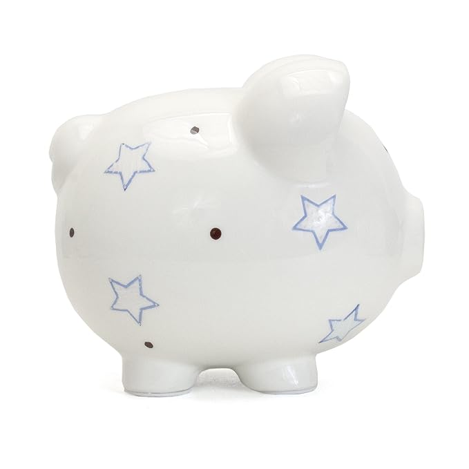 Child to Cherish Ceramic Piggy Bank for Boys, Blue Star
