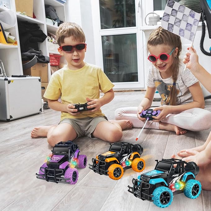 Remote Control Car for Kids 3-5, 1:20 Off Road Remote Control Truck Vehicles Stunt Rc Racing Cars for Boys Girls 4-7 8-12 Car Toys with 3 Color Lights Birthday Gift, Lake Blue