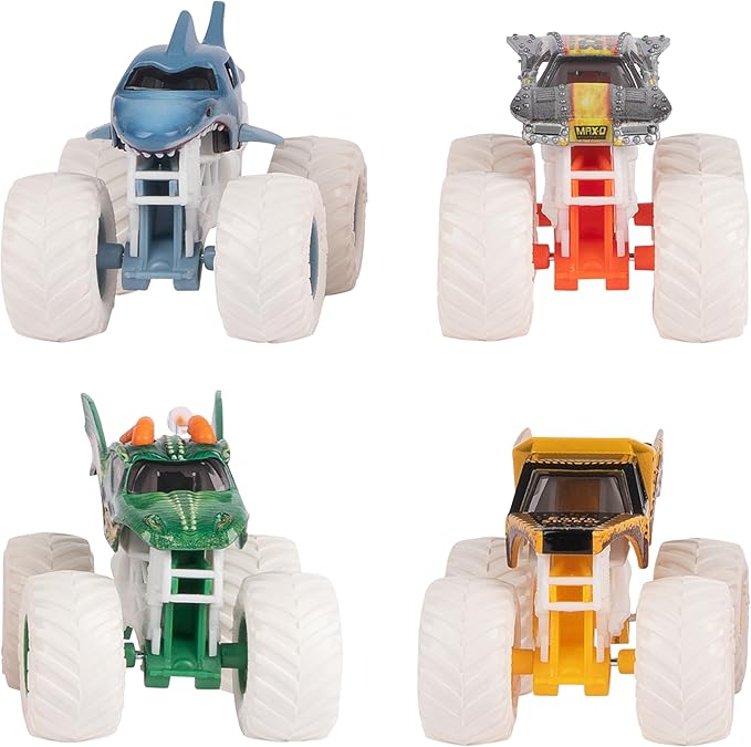 Monster Jam - Pack of 4 1:64 Die Cast Vehicles - 4 Authentic Monster Trucks Official Show Vehicles to Collect Scale 1:64 - Children's Toy 3 Years and Above