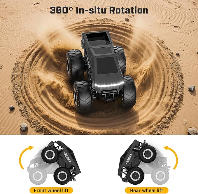 WayEee RC Car Kids Toys for Ages 6+, Remote Control Car Waterproof Monster Truck, Amphibious 4WD All Terrain Off-Road Pickup, 1:16 Scale, 2.4GHZ Vehicles, Boys Christmas Kids Birthday Gift/Black
