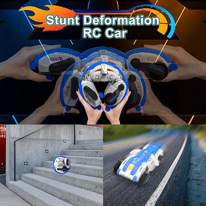 Remote Control Car, RC Stunt Snake Car 360° Roll with Hand Gesture Sensing and Touch Rotation, Super Fast Racing Car for Christmas Birthday Gift, Indoor/Outdoor Toys for 6-12 Year Old Boys Girls -Blue