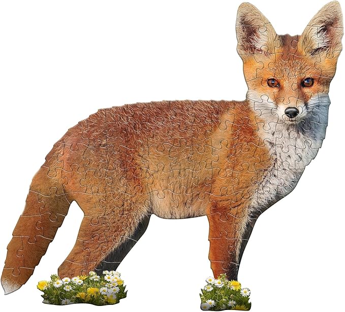 Madd Capp Puzzles Jr. - I AM Lil’ Fox - 100 Pieces - Animal Shaped Jigsaw Puzzle