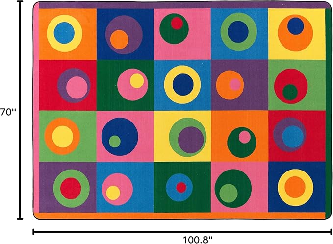 Flagship Carpets Multi Silly Circles Colorful Abstract Children's Classroom Area Rug for Kids Room Seating Décor, Play Carpet for Teaching and Playing, (Seats 20), 5'10" x 8'4", Rectangle