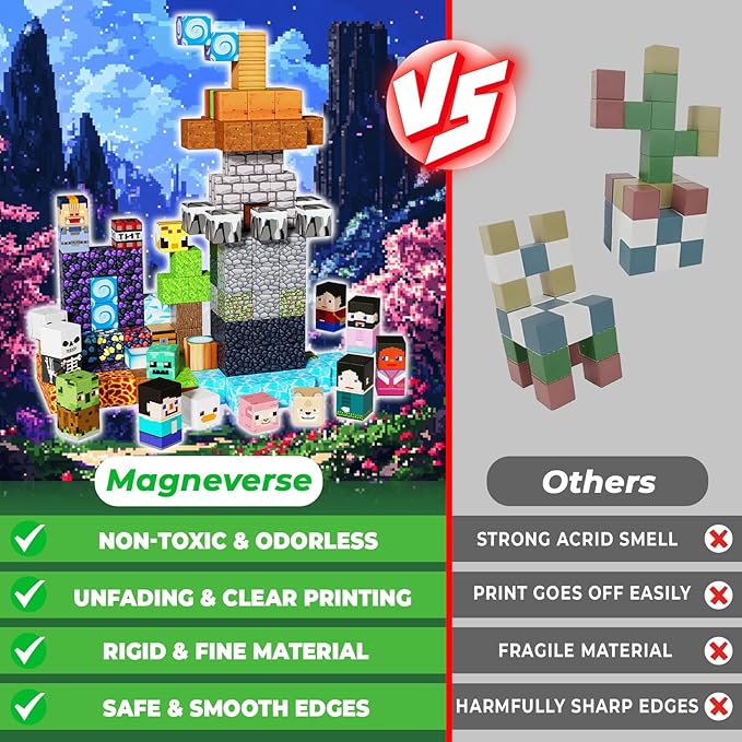 150 PCS Magnetic Blocks - Magnetic Tiles Building Block Toys, STEM Montessori Stacking Toys, Building Cube Game Birthday Gifts for Boys and Girls Age 3+ Years Old (Adventure)