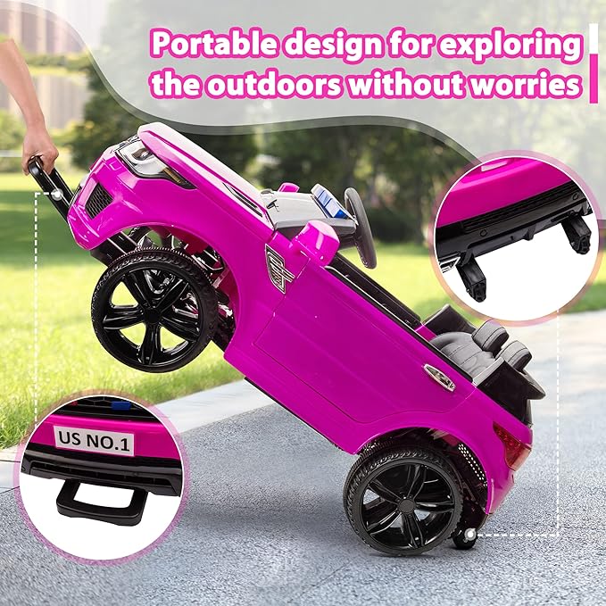 Police Cars for Kids Electric Car TOBBI 12V Childrens Powered Ride Ons for Toddlers Cop Cars with Parental Remote Control, Siren, Flashing Lights, Music, Rose Red