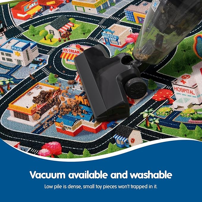 Booooom Jackson Kids Car Rug Play Mat for Toy Cars,39X79 inch Kids Rug Car Mat,Car Play Rug for Kids Playroom,Car Road Rug for Bedroom,Kid Car Carpet for Toddler Boy,Car Area Rug Non-Slip