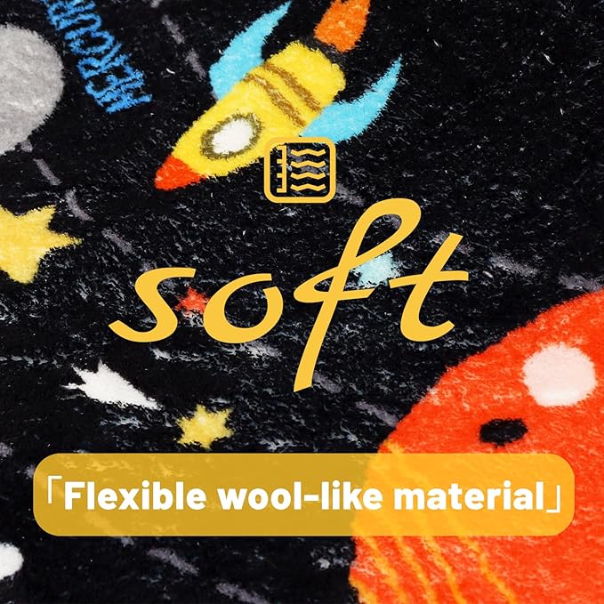 Outer Space Kids Rug,110.2"X78.7" ABC Alphabet Educational Kids Rugs for Playroom,Non Slip Solar System Galaxy Planets Playroom Rug,Washable Kids Area Rug Carpet for Classroom Bedroom Kids Room Decor