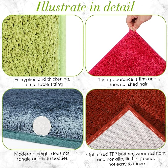 10 Pcs Kids Carpet Square Seats Soft Rainbow Floor Rug Mats Warm Colorful Hemming Floor Rug Cushions for Classroom Group Story Activity Home Play Area(18 Inch,Multi Color)