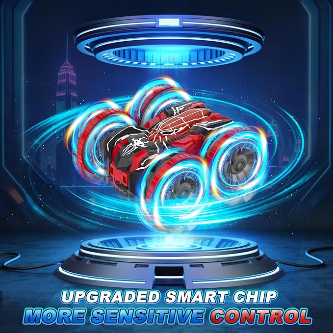 Waterproof Remote Control Car，4WD Amphibious 2.4 GHz RC Car Remote Control Boat，360°Rotation RC Stunt with LED Lights，Boys Girls Gifts All Terrain Water Beach Pool Toy Black