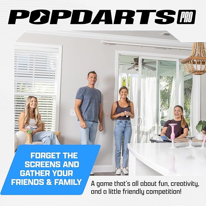 POPDARTS PRO Pack Game Set (Pink & Gray) - Indoor, Outdoor Suction Cup Throwing Game - Competition with a POP