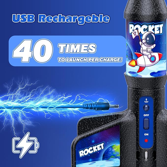 Rocket Launcher Toy for Kids,Self Launching Motorized Air Rocket with Parachute Launch Up to 200 Ft Model Rockets Outdoor Toys Gifts for Boys Kids Ages 6 7 8 9 10 11 12 3-5 5-7 8-12