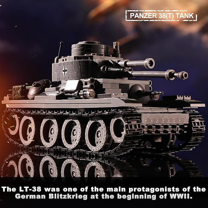 WW2 Army Tanks Toy Building Kit Compatible with Lego, Create a Soviet T-34 Tank & a German Panzer 38(t) Tank, Great Military Model Toys Gift for Boys, Kids, and Teens Age 8+ (1008 Pieces)