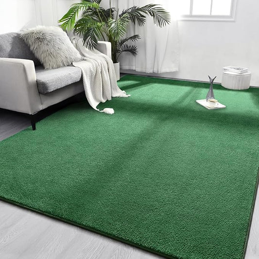 FlyDOIT Area Rugs for Bedroom Living Room, 5x8 Green Super Soft Comfy Thickened Memory-Foam Indoor Carpets, Modern Aesthetic Minimalist Carpet for Boys Girls Adults Apartment Nursery Home Décor
