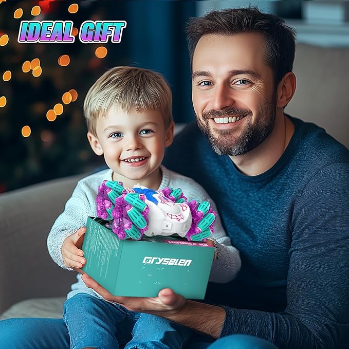 Remote Control Car 2.4Ghz RC Cars with LED Lights Double Sided Off-Road 360°Rotating Roll RC Cars Rechargeable 4WD RC Stunt Car Indoor Outdoor Toys for Boys Girls 6-13 Gifts (Pink)