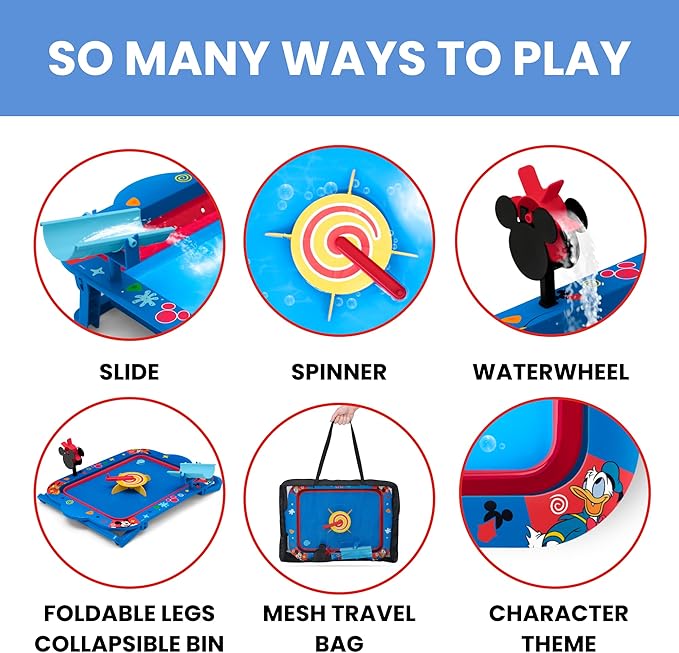 Delta Children Disney Mickey Mouse Water Activity Table - Collapsible & Portable - Ideal for Travel - Outdoor Kids Water Sensory Table, Blue