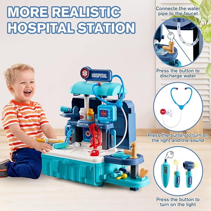 Kids Toy Doctor Kit, Toddler Medical Set with Stethoscope and Medical Tools Toys for 3 4 5 6 Years Old Boys Girls, Doctor Pretend Play Toy Gifts for Christmas Birthday Party New Year