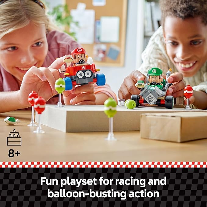 LEGO Super Mario: Mario Kart Baby Mario vs. Baby Luigi - Collectible Toy Building Set for Kids, Boys and Girls, Ages 8+ - Nintendo Mario Kart Toy for Fans - Gift Idea for Birthdays - 72034