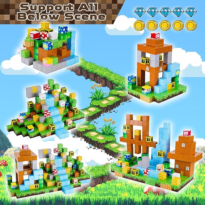 Magnetic Blocks-100PCS Magnetic Toy World Set Magnetic Building Blocks, STEM Montessori Sensory Toys for Toddlers Kids Boys Girls Ages 3 4 5 6 7 8 9 10 Christmas Birthday Gifts