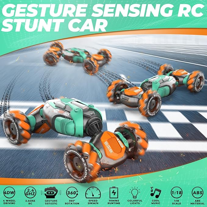 Dysaim Gesture Sensing RC Stunt Car, Gesture RC 2.4GHz Remote Control Sensor Twist Car for Boys Age 6-12 yr