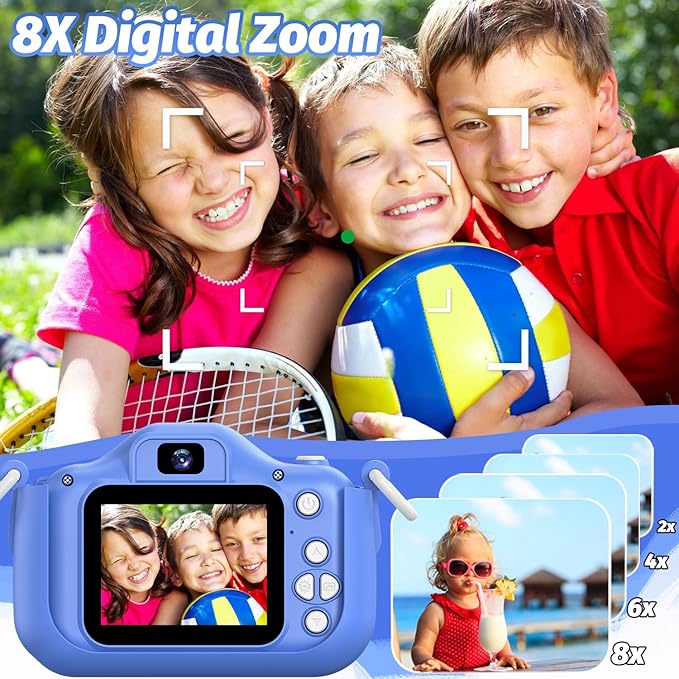 Goopow Kids Selfie Camera Toys for Girls Age 3-9, Digital Video Camera Toy with Protective Cover,Christmas Birthday Festival Gifts for 3-9 Year Old Girls Boys- 32GB SD Card Included