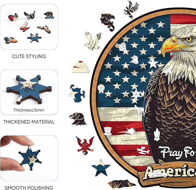 Wooden Puzzle for Adults, Eagle Wooden Jigsaw Puzzles(15.7 * 15.9in-500pcs), Unique Shape Animal Adult Puzzles,Irregular Wood Puzzles Best Gift for Adults and Kids Family Game
