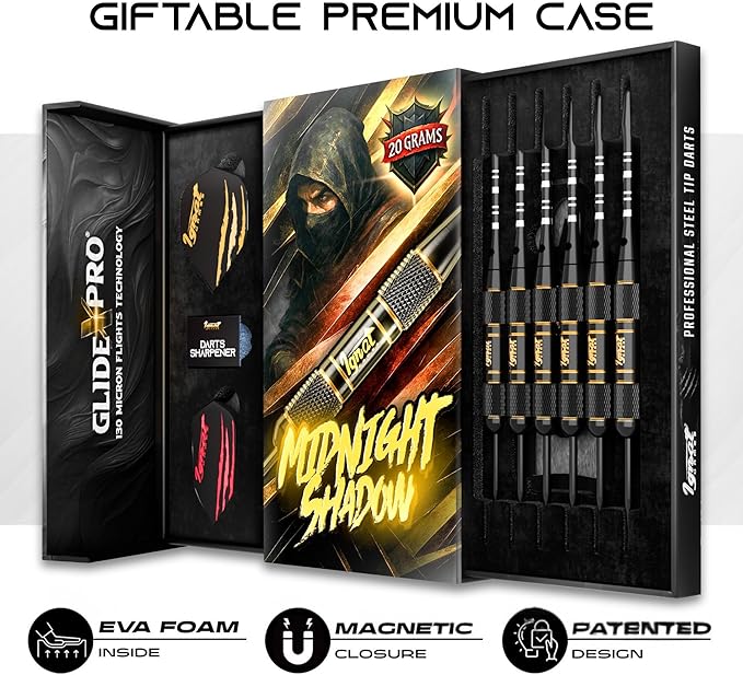 IgnatGames Steel Tip Darts Set - 3/6/12 Pack Brass Darts Metal Tip Set with Exquisite Case - Aluminum Shafts, 2 Sets of Flights, Dart Tool & Sharpener