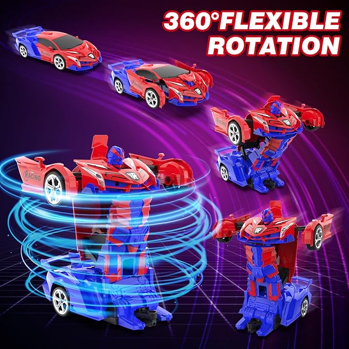 Transform Remote Control Car for Boys 4-12, 1:18 Scale RC Car, One-Button Deformation 360 Rotation Robot Toy, Kids Toys for 3-12 Years Old, Gift