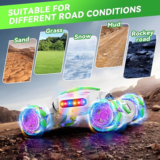 Gesture Sensing RC Stunt, Remote Control Car 360° Rotating 4WD 2.4Ghz RC Cars Transform Hand Controlled Car Toys with Light & Music, Best Gifts for Boys Age 6-7 8-12
