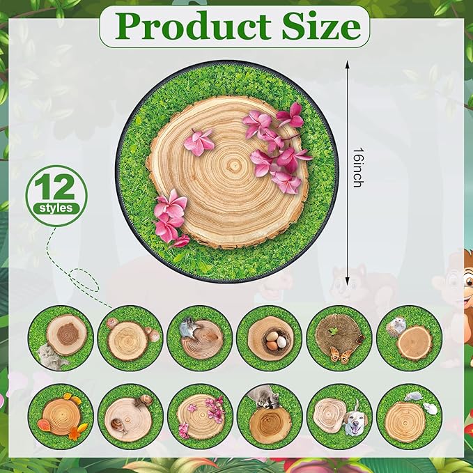 Nuanchu 12 Pcs Kids Carpet Circle Seats for Classroom 16 Inch Round Floor Mat Kids Floor Cushions Soft Educational Classroom Rug Non Slip for School Learning Playing Areas(Animal Style)
