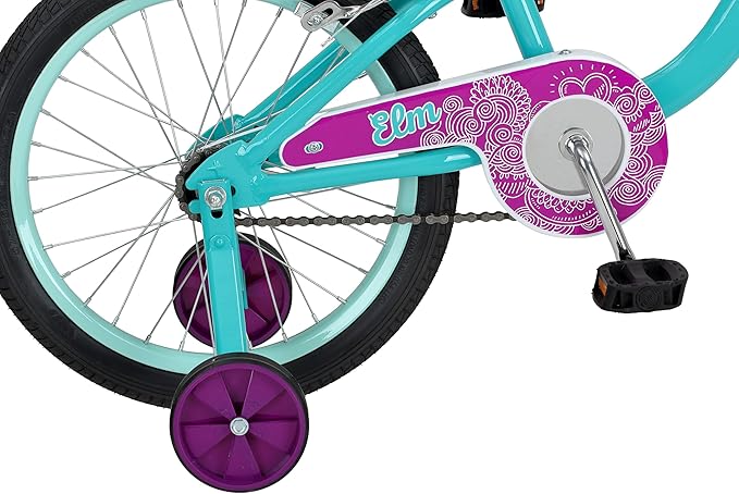 Schwinn Elm BMX Style Toddler and Kids Bike, For Girls and Boys, 18-Inch Wheels, With Training Wheels, Chain Guard, and Front Basket, Recommended Height 42-52 Inch, Teal