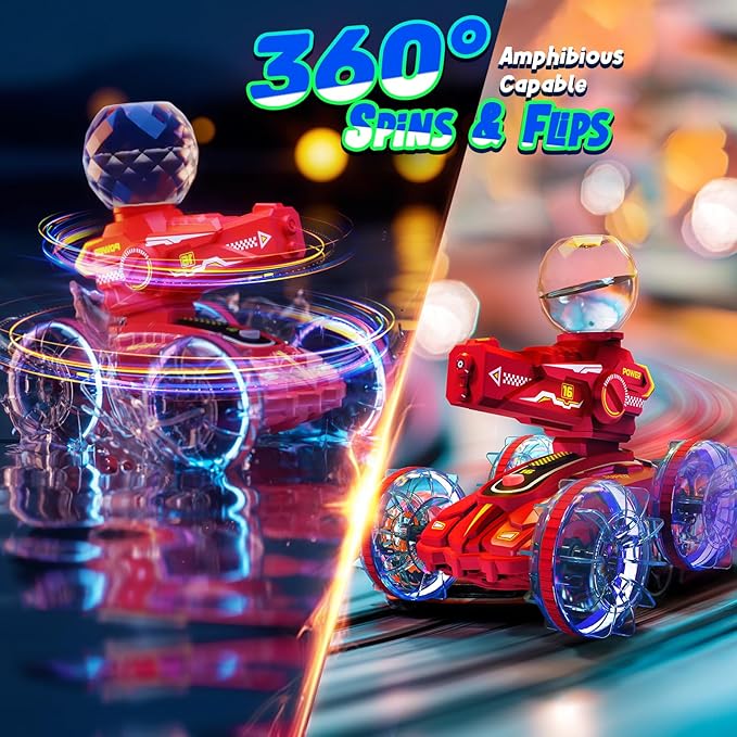 4-in-1 Remote Control Boat with Water Gun, Amphibious RC Cars for Kids, Water & Land RC Tank, Pool Toys for Boys and Girls, Summer Outdoor Play Toy for 3-12 Years Old Kids