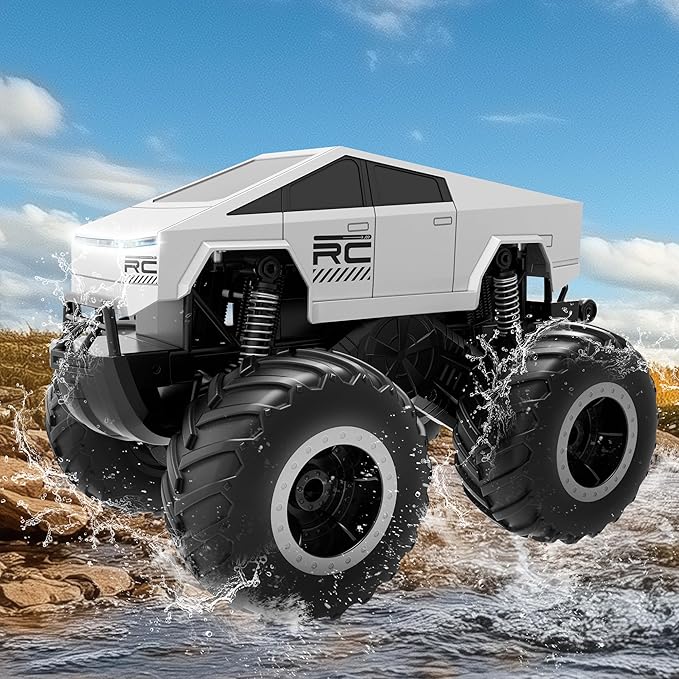 GoBang 1:16 Waterproof Cyber Truck Toy RC Car Monster Truck Toys Amphibious Remote Control Cars 4WD All Terrain Off-Road Trucks Pickup for 6 7 8 9 10 11 12 Year Old Boys Girls Toys Gifts Presents