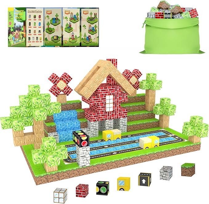 Magnetic Blocks - 200PCS Magnetic Building Blocks Toddler Toys STEM Sensory Toys for 3+ Year Old Kids Boys & Girls Birthday Gifts