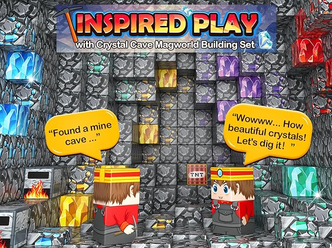 100PCS Magnetic Blocks Building Toys, Gem Cave Adventure Building Craft, Learning Sensory Toys for Boys Girls Age 3-12, Game Gift for Kids Little Gamers