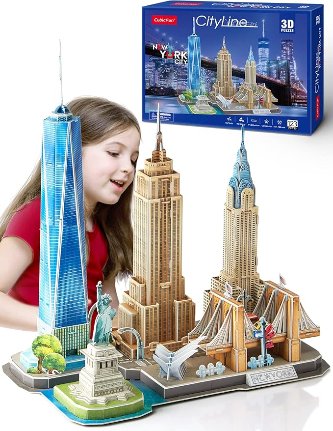 CubicFun 3D Puzzle - Puzzles for Kids Ages 8-10 New York City STEM Projects Arts and Crafts for Kids Ages 8-12 - Toys for Girls 8-10 - 8 Year Old Girl Birthday Gift for Kid 8-12