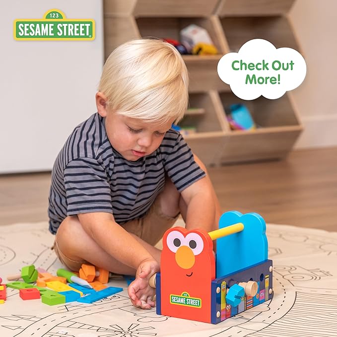 KIDS PREFERRED 123 Sesame Street Wood Brownstone Building Mix and Match Wooden Play Set Puzzle with Storage Case, Toddler Sorting and Matching Puzzles