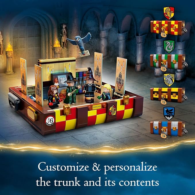 LEGO Harry Potter Hogwarts Magical Trunk, Luggage Set, Building Toy Idea for Kids, Customizable Toy, Girls & Boys with Movie Minifigures and House Colors, 76399