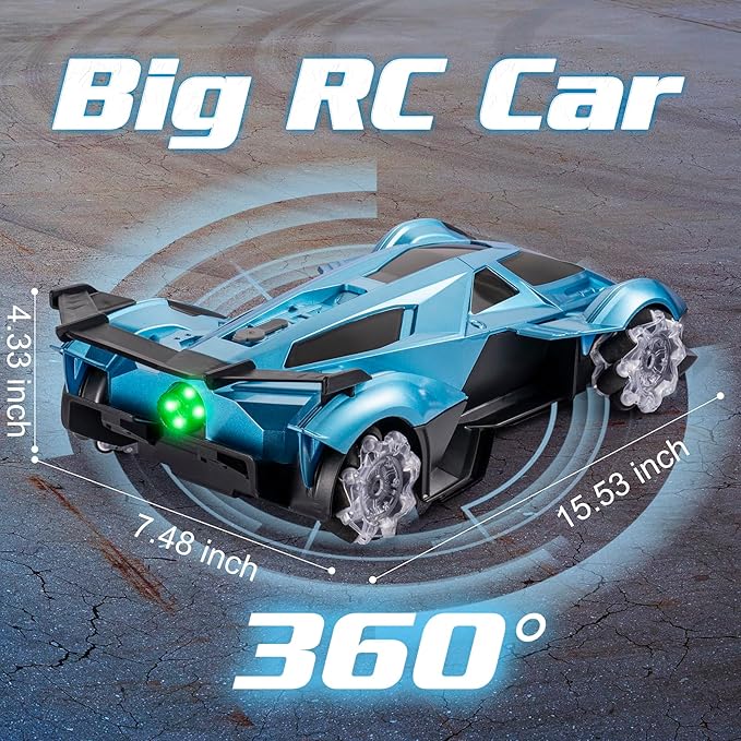 SASBSC Lambo Remote Control Car for Boys 4-7 8-12 Drift Rc Cars with 360° Rotation, Spray, Music & Lights 1:12 Rechargeable Rc Car Toys 10-12km/h Sport Race Toy Cars Gifts for Kids (Blue)