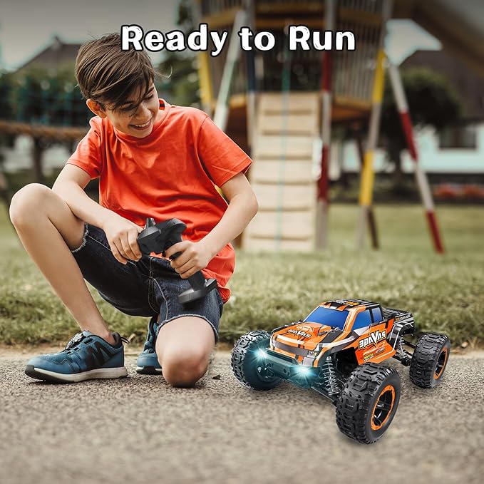 Loolinn | Durable RC Cars - Hobby Grade, 1:16 Scale RC Truck, Adjustable Speed, Off-Road, Top Speed 19mph, 4WD - Upgradeable Remote Control Car Gifts for Boys and Adults