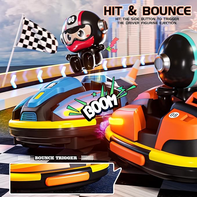 RC Bumper Cars Set for 2 Players, 2.4 GHz Remote Control Battle Race Cars With Light & Music, Toys for Toddlers Girls Boys Age 1-5 Years, Christmas Birthday Gift