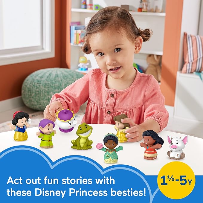 Fisher-Price Little People Toddler Toys Disney Princess Story Duos 8-Piece Figure Set for Preschool Pretend Play Ages 18+ Months